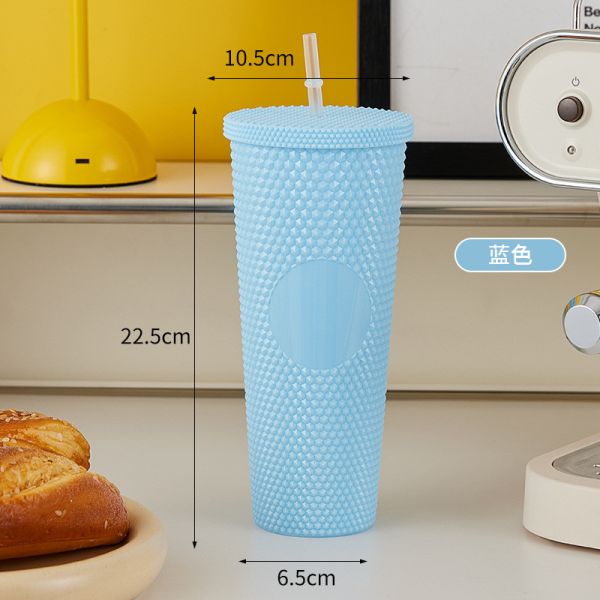 Tumbler con tapa y paja reutilizable de plástico copa acrílica de doble pared iridescente de viaje tumbler para el café helado agua fría batido boca ancha prueba de derrames