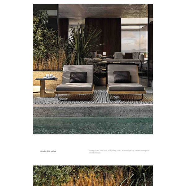 Customized Luxury Pool Teak Wood Lounge Chair With Wheels Lesiure Bed