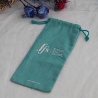 Logotipo impreso del color verde de la bolsa de la joyería del lazo del terciopelo de la tela de algodón para la joyería