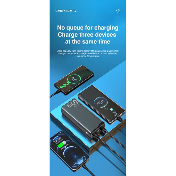 Fast Charging Phone Power Bank 30000mah 65w With Led Display