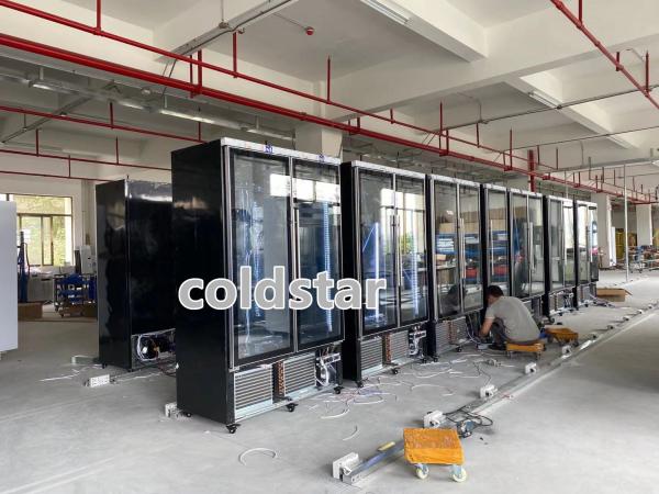 Double Glass Door Upright Refrigerated Showcase Drinks And Beverages Cooler Glass Door Merchandiser