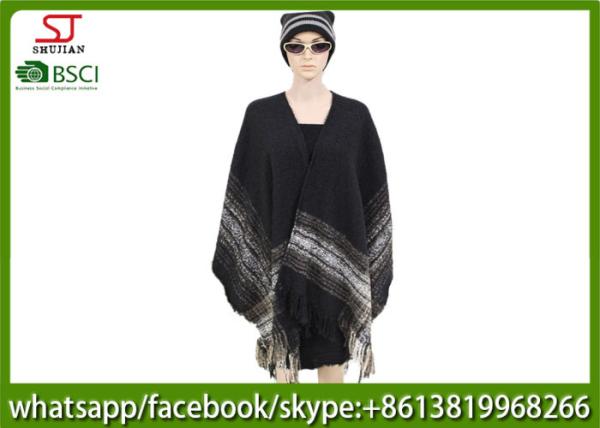 450g 165*120cm100%AcrylicWoven Quanquan Yarn Jacquard Tassel Poncho high quality factory  keep warm fashion scarf