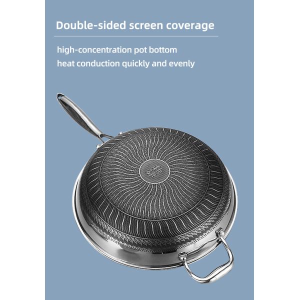 Custom OEM/ODM Kitchen Honeycomb Frying Pan 18/8 Stainless Steel Frypan Non Stick Cooking Pan With Glass Lid