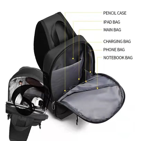 Fashion OEM Nylon Men Shoulder Chest Sling Bags 18*12*28cm