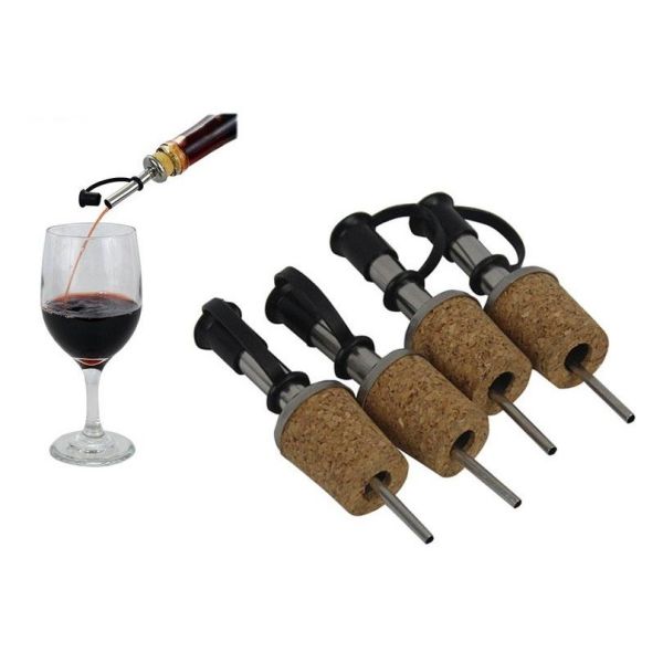 Stainless Steel Bottle Pourer Spout Dispenser Olive Oil Liquor Bottle with Cork Stopper