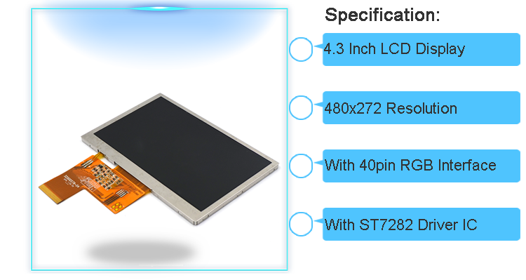 ODM 4.3 Inch SPI TFT Display 480x272 40 Pin LCD Liquid Crystal Display Panel