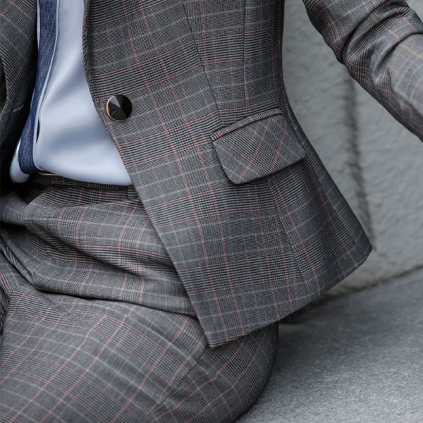 Мода стройный полосатый костюм для женщин Осень офисная леди бизнес блейзер пальто плюс размер пиджак