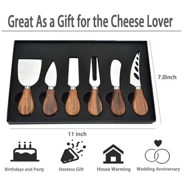 Stainless Steel Wood Handle Cheese Knives 4 - 6 Pieces customized Logo