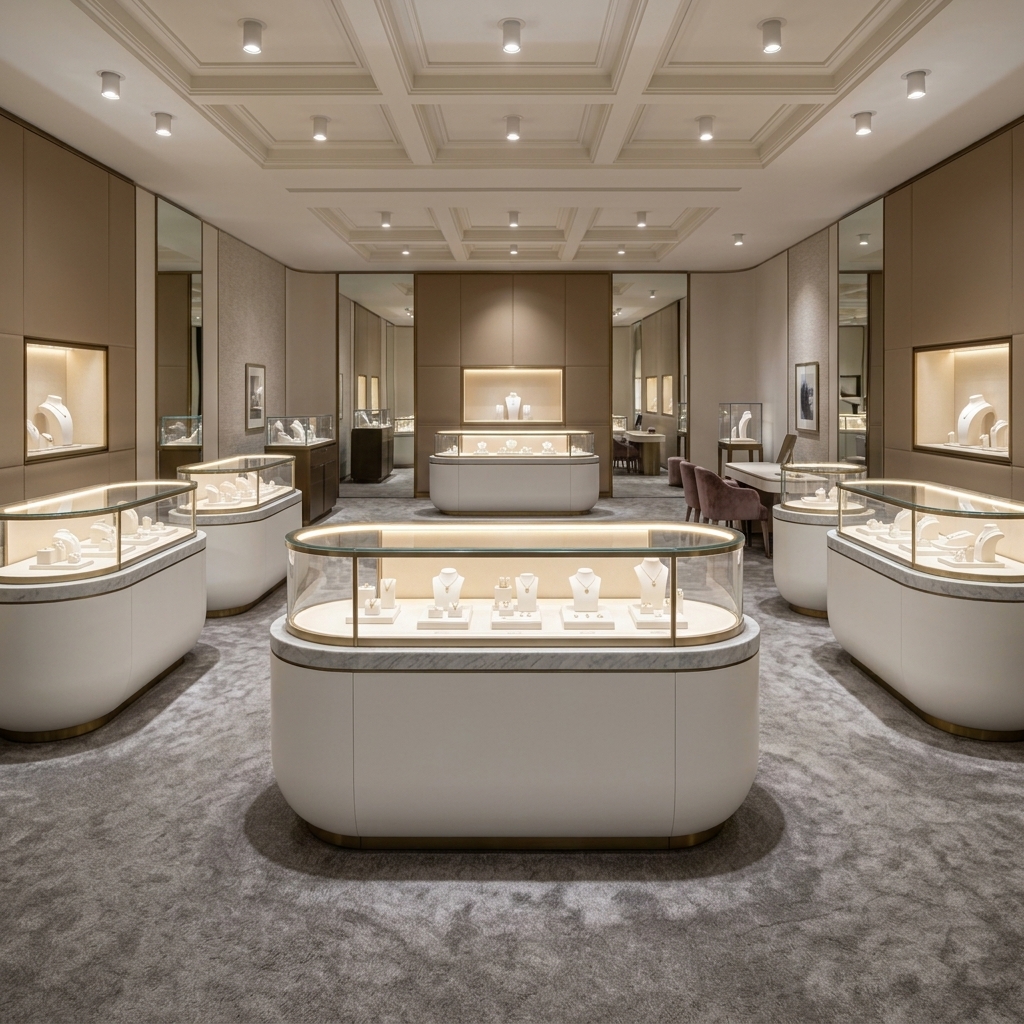 Customizable Eco-Friendly Jewelry Display Cabinet with LED Lighting for Retail Stores