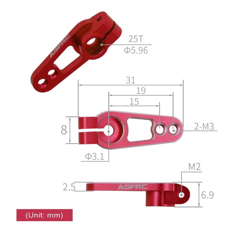 Hot AGF Aoguangfei HSS15 25T Servo Metal High Rocker Arm - Standard