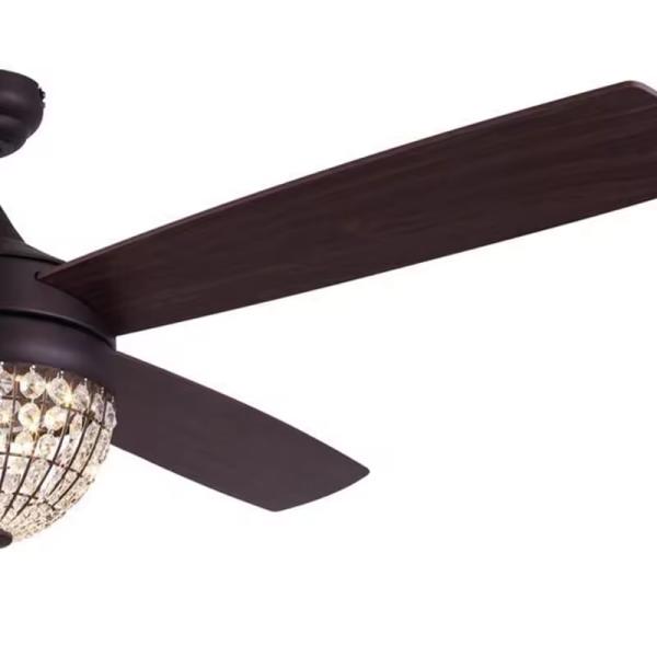 52 Inch Fancy Modern Air Cooling Fan Crystal Lamp Fan ORB Ceiling Fan Light With 4 Plywood Blades Remote Control
