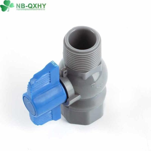 Blue Butterfly Handle PVC Male Female Thread Ball Valve for Straight Through Type Channel