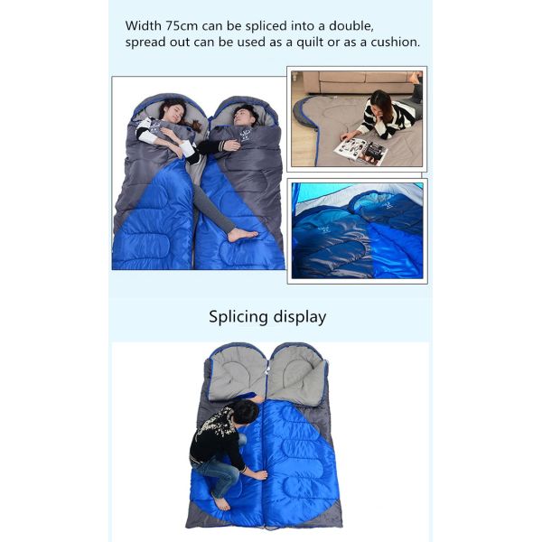 Wholesale Direct Selling Camping Splicing Sleeping Bag Outdoor indoor Autumn Winter Extended Adult Camping Sleeping Bag