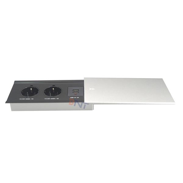 Aluminum alloy office table flush mount European power slide cover desktop socket