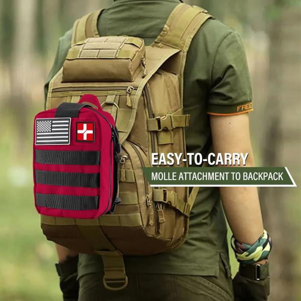 Survival First Aid Kit, Molle Medical Pouch Outdoor Emergency Survival Gear And Equipment For Hiking Camping Hunt