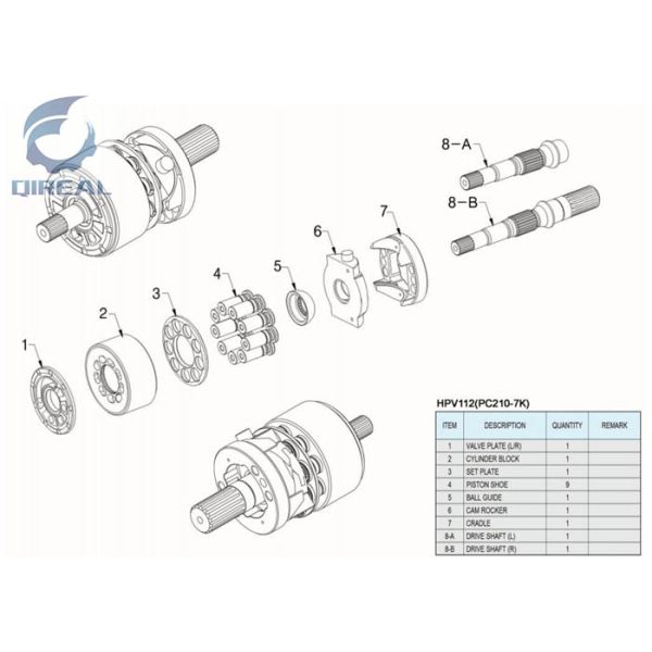 HPV112 Hydraulic Pump Replacement Repair Parts For Excavator PC210-7K A2F107