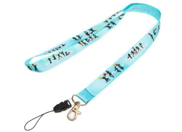 Satin Ribbon Dye Sublimated Lanyards Heat Transferred Process With Metal Hooks