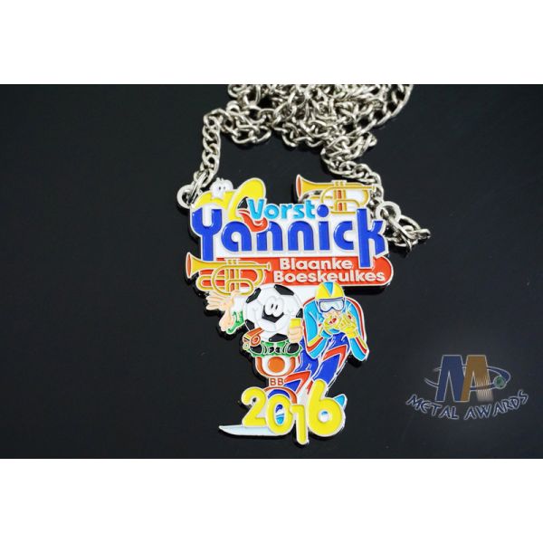 Shiny Silver Plating Custom Die Cast Medals , Soft Enamel Carnival Medal