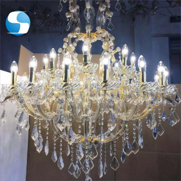 Antigo ouro cristal candelabro luzes teto luxo K9 casamento decoração de teto