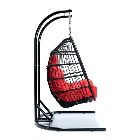 Modern Green Cushions Double Seater Stand Outdoor Hanging Swing Chair Custom Patio Gardening Furniture Set for Outdoor