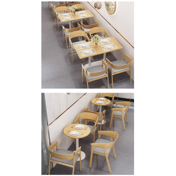 Modern Green Leather Restaurant Booth Seating Wooden Coffee Shop Table and Chair Fireproof Board Dining Table Set