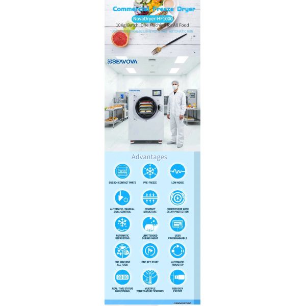 10Kg Commercial Freeze Dry Machine For Fruit Vegetable Meat NovaDryer-HF1000