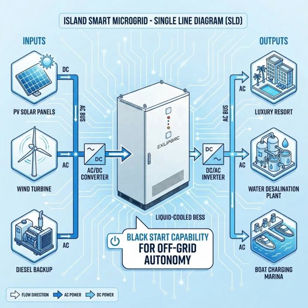 125kW 261kWh Island Smart Microgrid BESS Salt Mist Resistant Solar Wind Hybrid Energy Storage