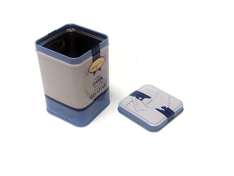75x75x119mm Mini Printed Square Tin Box For Coffee And Tea With Embossing