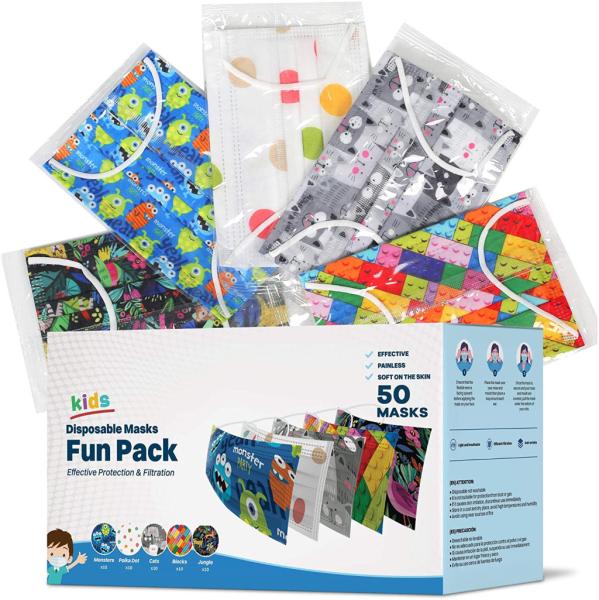 S&J Wholesale Cute Safety Disposable Face Mask Custom Color Available Cute Face Mask Fashion Printed Kids Face Mask