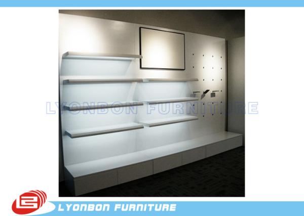 Shop White MDF Wooden Display Racks / Shelf For Shoes , Wall Mount Display