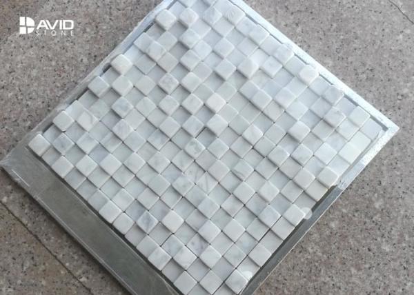 Italy Carrara Marble Mosaic Tile Sheets Abrasion Proof Irregularity Squre Shaped