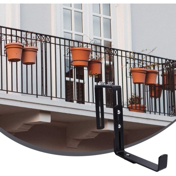 Черный или белый набор из 2 регулируемых металлических горшков растений горшок висячие крюки железнодорожные балконы плантатор держатель скобки