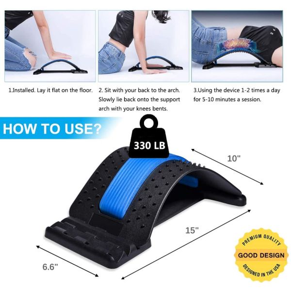Back Stretcher Lumbar Back Pain Relief Device Multi-Level Back Massager Lumbar Pain Relief for Herniated