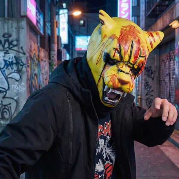 Hotline Cosplay Miami Tiger Tony Mask Breathable Comfortable Design for Adult & Kids Halloween Party Essential Costume Accessory