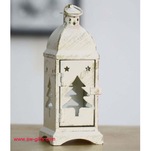 White Metal Lantern Christmas Decoration Designs Hurricane Lamp Nordic Candle Holder