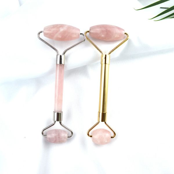 Face Massage Equipment Pink Rose Quartz Gua Sha Massage Natural Jade Ice Roller for Anti Aging Therapy Nephrite Stone