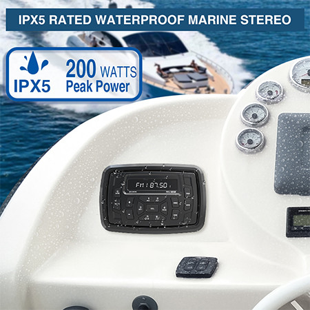 7-Channel Marine Digital Media Receiver With Bluetooth And EcoCast Speaker System Compatibility