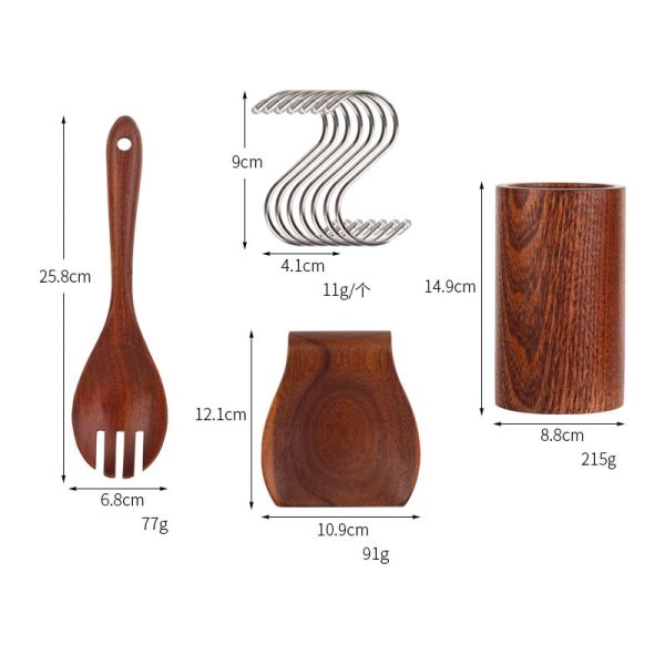 Nonstick Wooden Kitchen Utensil Cooking Spoons Natural Teak Kitchen Utensils Set