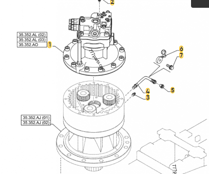 SH350 Swing Device CX360 KSC10070C Swing Motor с коробкой передач