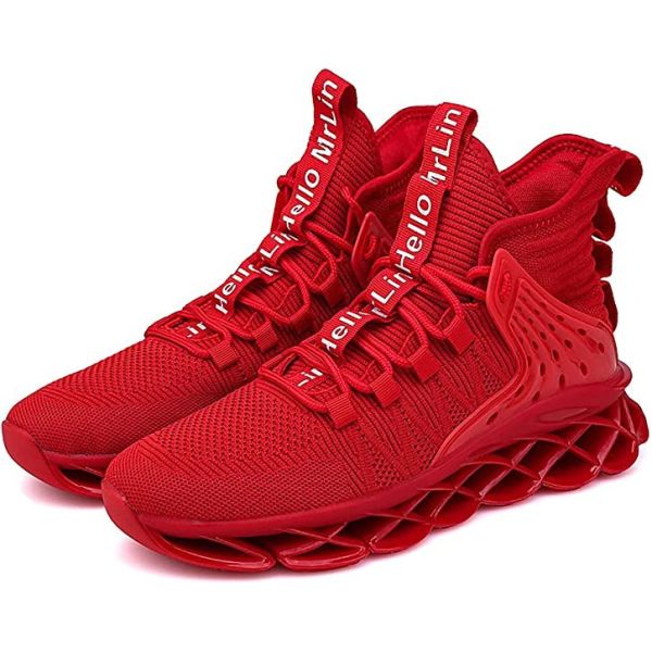 Red PVC Rubber Breathable School High Ankle Basketball Shoes OEM