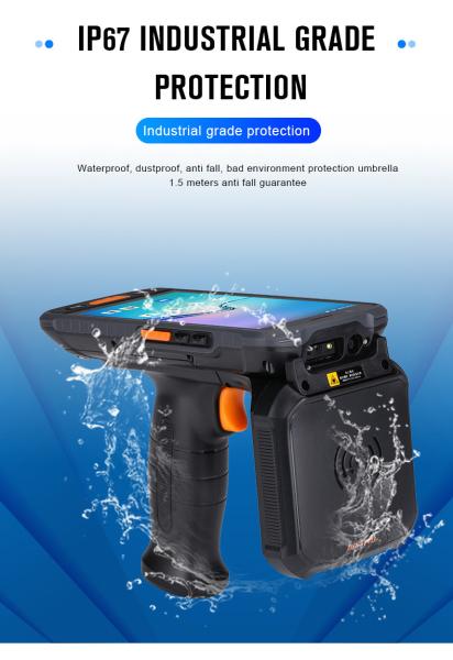5.5in Android Long Range UHF RFID Portable Stick Tag Handheld Mobile Reader NFC PDA Terminal With Barcode Scanner for Inventory