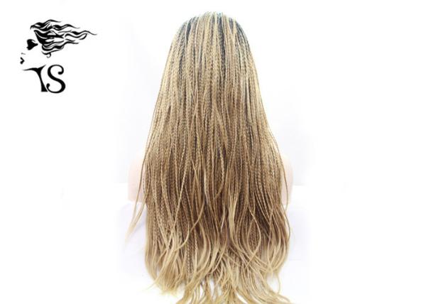 Blonde Box Braids Synthetic Braided Wigs with Dark Roots for African Americans