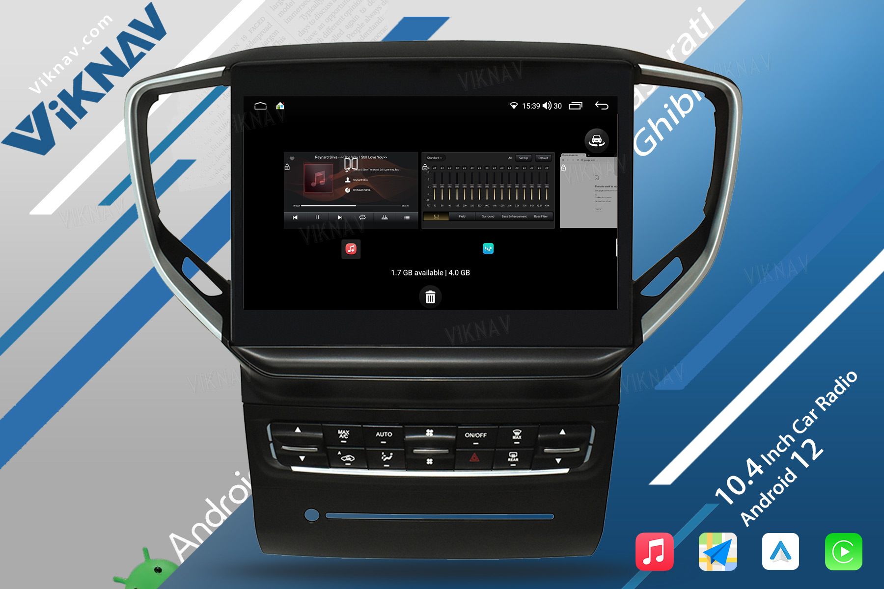 2013-2017 Maserati Ghibli Послепродажное радио беспроводное Carplay Android 10,4 дюйма