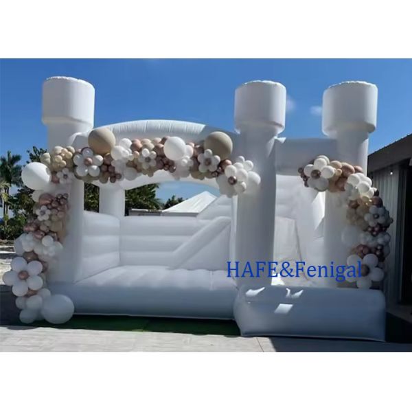 Wedding Party Decorative Trampoline Inflatable White Bounce House Support Customization