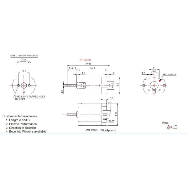 Customized Mini DC Motor 12v 24v  3000 - 20000 Rpm Speed With Female Terminal