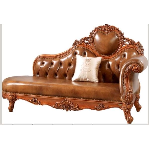 Brown Italian Leather Luxury Chaise Lounge Handcraft