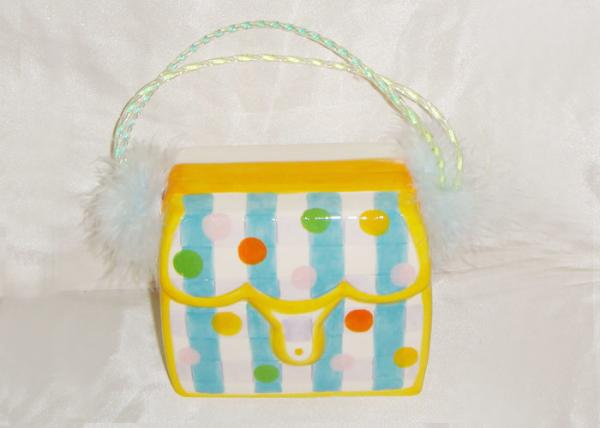 Colorful Ceramic Purse Bank / Saving Bank For Girl And Lady Earthenware