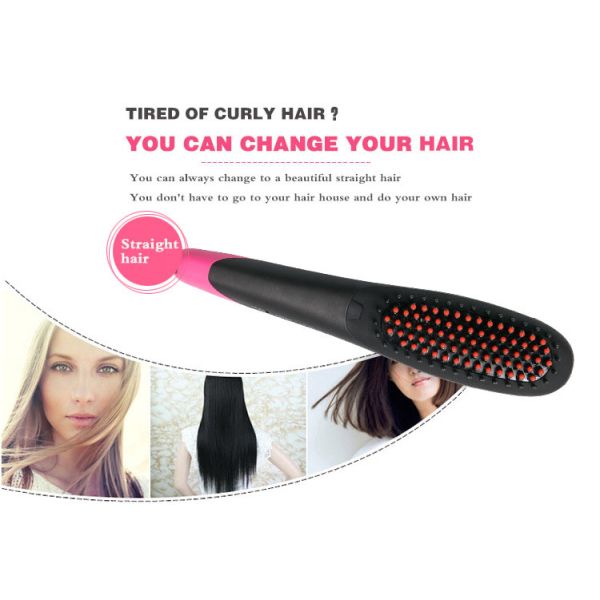 Ceramic Electric Home Hair Straightener Comb Brush With PTC Heating Plate