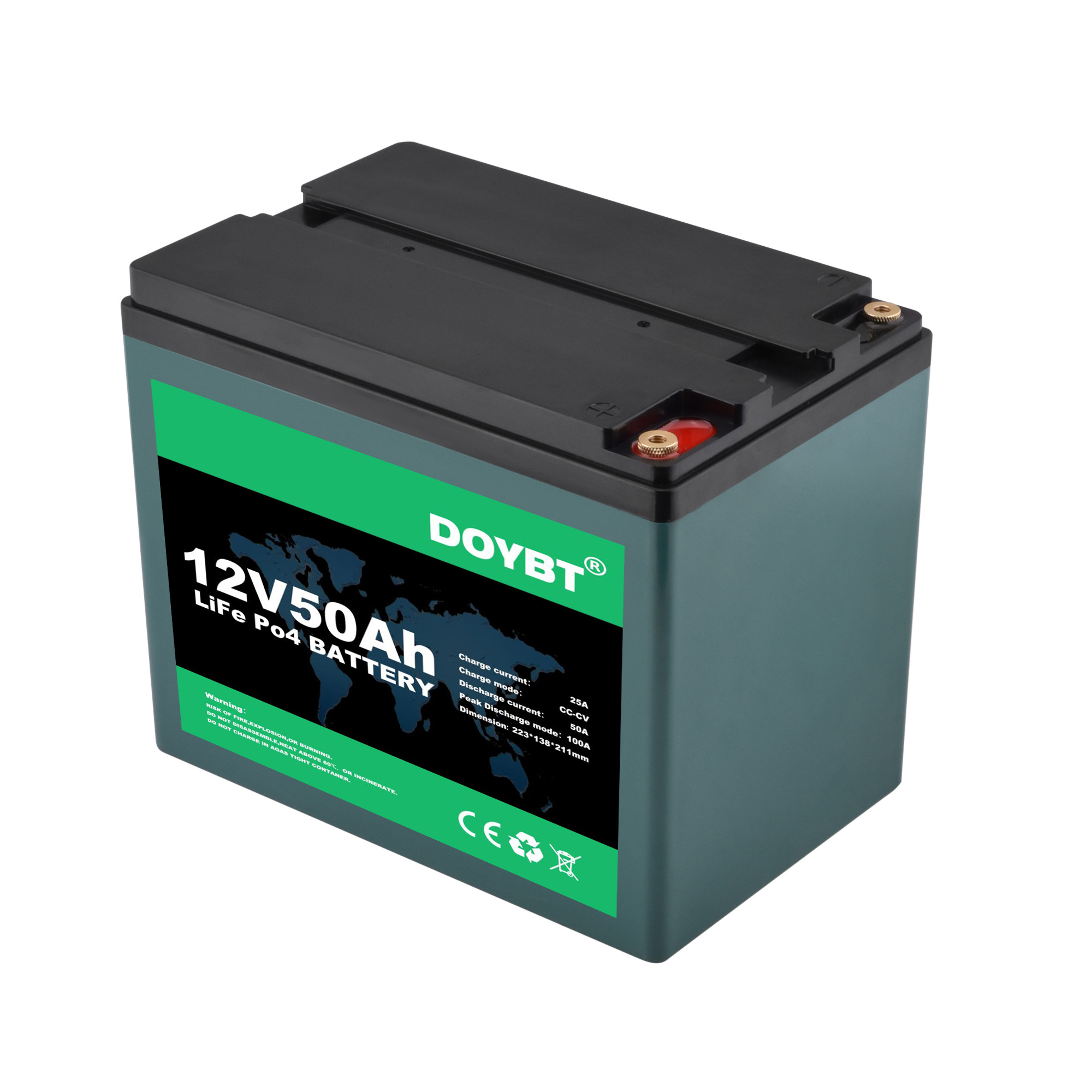 батарея 12V 50Ah LiFePO4 для скутеров ребенк RV/туриста удит искатель