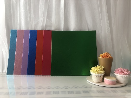 Eco Friendly Square Colorful PET Film  Cake Cardboard Base